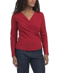 TJ Maxx - Long Sleeve Wrap Neck Top For Spandex/Polyester - Lyst