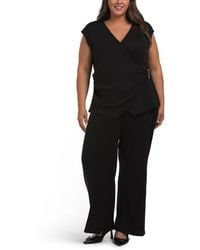 TJ Maxx - Plus 2Pc V-Neck Top And Pull On Knit Wide Leg Pants Set For Spandex/Polyester - Lyst