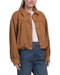 TJ Maxx - Faux Suede Bubble Hem Jacket, Nylon/Spandex/Polyester - Lyst