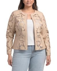 TJ Maxx - Plus Embroidered Faux Leather Jacket For Polyester - Lyst