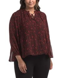 TJ Maxx - Plus Lined Ruffle Tie Neck Blouse For Polyester - Lyst