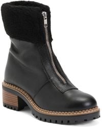 TJ Maxx - Leather Front Zipper Booties With Fake Fur For - Lyst