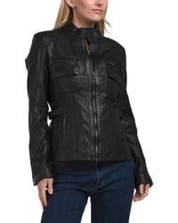 TJ Maxx - Leather Biker Jacket For Polyester/Leather - Lyst