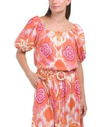 TJ Maxx - Linen Blend Puff Sleeve Blouse For Linen/Rayon - Lyst