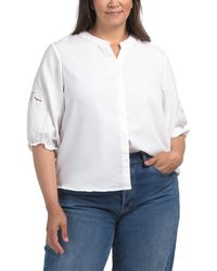 TJ Maxx - Plus Button Front Tunic Blouse For Polyester - Lyst