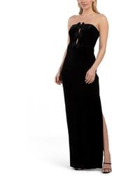 TJ Maxx - Strapless Velvet Gown With Bow Embellishments For Polyester - Lyst