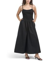 TJ Maxx - Mixed Media V-Waist Poplin Midi Dress For Cotton/Polyester/Rayon - Lyst