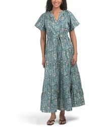 TJ Maxx - Puff Sleeve Printed Maxi Dress For Spandex/Polyester - Lyst
