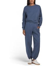 TJ Maxx - 2Pc Ultra Comfort Crew Neck Sweatshirt And Barrel Joggers Set, Cotton/Polyester - Lyst