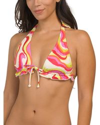 TJ Maxx - Neon Swirl Tie Front Halter Top For Spandex/Polyester - Lyst