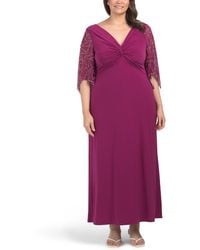 TJ Maxx - Plus Beaded Sleeve Gown For Polyester - Lyst