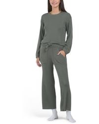 TJ Maxx - Gemma Ribbed Top And Wide Leg Cropped Pants Set, Nylon/Polyester/Acrylic - Lyst