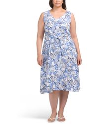 TJ Maxx - Linen Blend Plus Belted Midi Dress For Linen/Viscose - Lyst