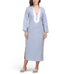 TJ Maxx - Seersucker Long Sleeve Caftan For Cotton - Lyst