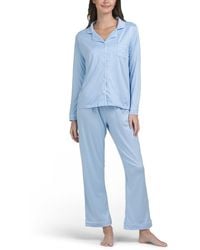 TJ Maxx - 2Pc Long Sleeve Notch Collar Pajama Set For Spandex/Polyester - Lyst