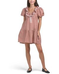 TJ Maxx - Peter Pan Collar Gingham Mini Dress For Cotton/Polyester - Lyst