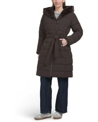 TJ Maxx - Heavyweight Faux Fur Trimmed Belted Puffer Jacket, Polyester - Lyst