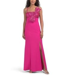 TJ Maxx - Asymmetric Gown With Bow Detail For Spandex/Polyester - Lyst