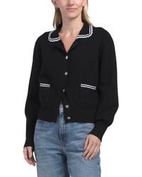TJ Maxx - Button Front Long Sleeve Contrast Cardigan, Nylon/Polyester/Viscose - Lyst