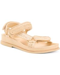 TJ Maxx - Raffia Flat Sandals For Leather - Lyst