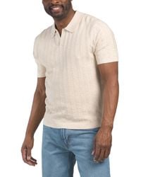 TJ Maxx - Short Sleeve Micro Cable Textured Sweater Polo For Nylon/Cotton/Viscose - Lyst