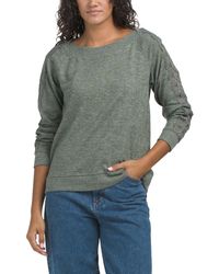 TJ Maxx - Long Sleeve Boat Neck Top With Lace Inset For Spandex/Polyester/Rayon - Lyst