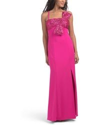 TJ Maxx - One Shoulder Gown With Bow Detail For Spandex/Polyester - Lyst