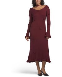 TJ Maxx - Long Sleeve 3D Floral Maxi Sweater Dress For Spandex/Polyester - Lyst