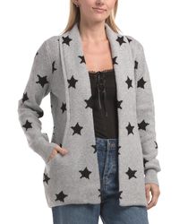TJ Maxx - Star Jacquard Pocket Open Front Cardigan, Nylon/Spandex/Polyester - Lyst