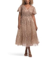 TJ Maxx - Short Sleeve Sequin Midi Dress For Polyester - Lyst