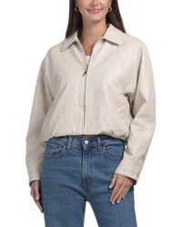 TJ Maxx - Long Sleeve Faux Leather Bomber Jacket For Cotton/Polyester/Leather - Lyst
