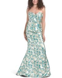 TJ Maxx - Strapless Floral Brocade Gown For Polyester - Lyst