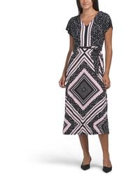 TJ Maxx - V -Neck Dropped Flutter Sleeve Midi Dress For Spandex/Polyester - Lyst