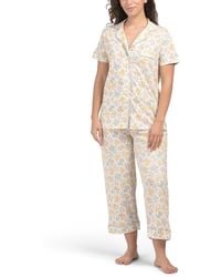 TJ Maxx - 2Pc Cotton Floral Notch Collar Capri Pajama Set For - Lyst