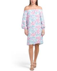 TJ Maxx - Off The Shoulder Balloon Sleeve Tropical Printed Mini Dress For Viscose - Lyst