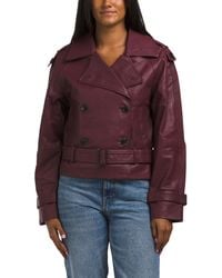 TJ Maxx - Leather Trench Bomber Jacket For Polyester/Leather - Lyst