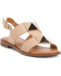 TJ Maxx - Leather Stud T Strap Flat Sandals For Leather - Lyst