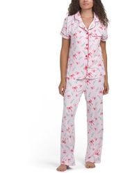 TJ Maxx - 2Pc Bows And Sprigs Pajama Set For Spandex/Polyester - Lyst