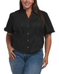 TJ Maxx - Plus Button Down Puff Sleeve Top For Spandex/Polyester/Suede - Lyst