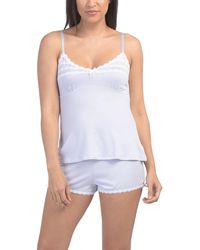 TJ Maxx - 2Pc Striped Camisole Shorty Pajama Set With Daisy Lace Trim For Spandex/Polyester - Lyst