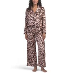 TJ Maxx - 2Pc Animal Print Satin Pajama Set For Spandex/Polyester - Lyst