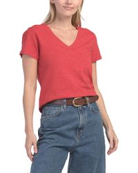 TJ Maxx - V-Neck Short Sleeve Back Seam T-Shirt For Cotton - Lyst