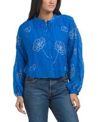 TJ Maxx - Alzena Embroidered Batwing Button Down Blouse For Nylon/Polyester - Lyst