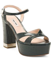 TJ Maxx - Leather St. Croco 3 Strappy Platform Heeled Sandals For - Lyst