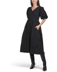 TJ Maxx - Puff Sleeve V-Waist Midi Dress For Cotton/Polyester - Lyst