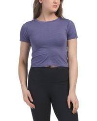 TJ Maxx - Seamless Racer Length Slim Fit Crew Neck Short Sleeve Top For Nylon/Spandex - Lyst