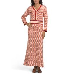 TJ Maxx - Long Sleeve Printed Maxi Sweater Dress For Spandex/Polyester - Lyst