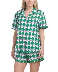TJ Maxx - Satin Geometric Print Pajama Set For Polyester - Lyst