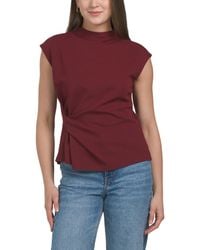 TJ Maxx - Scuba Ponte Short Sleeve Knot Side Mock Neck Top For Spandex/Cotton/Polyester - Lyst