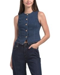 TJ Maxx - Denim High Neck Button Vest For Spandex/Cotton/Polyester - Lyst